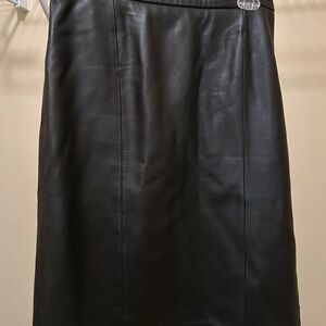 Pamela McCoy Black Leather Pencil Skirt